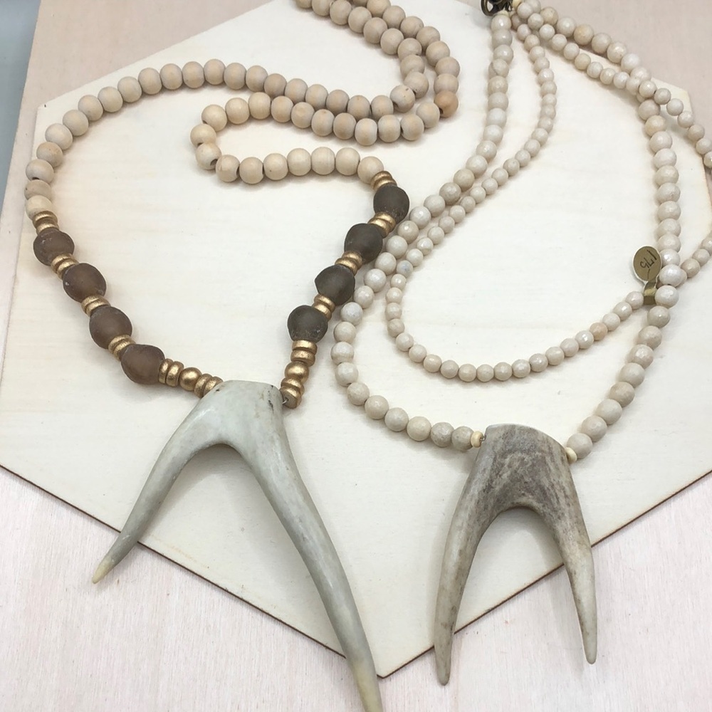 Curated Bundle Antler Beaded Statement Necklaces … - image 1